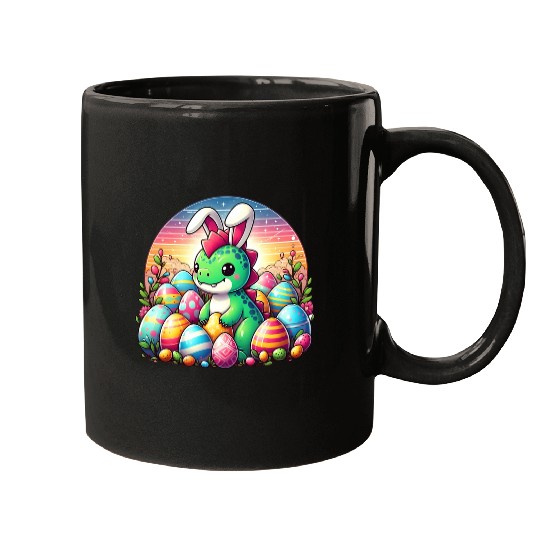 Dino bunny with easter eggs Mugs