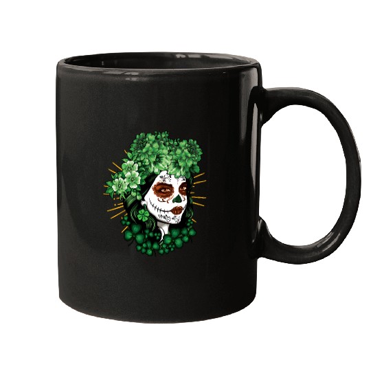 St Patrick's Day Dia De Los Muertos La Catrina Mugs
