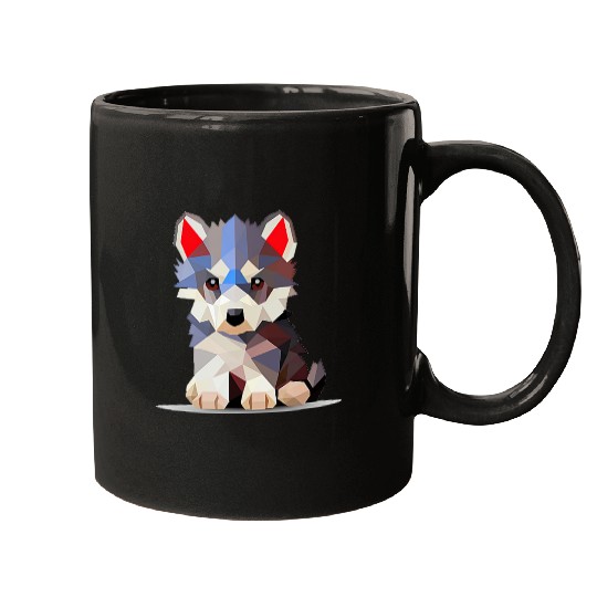 Geometric Wolf Cub Mugs