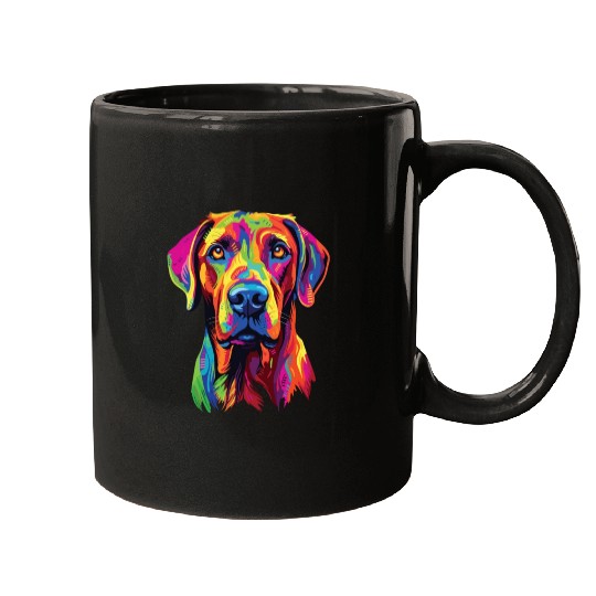 Watercolor Colorful Rhodesian Ridgeback Mugs
