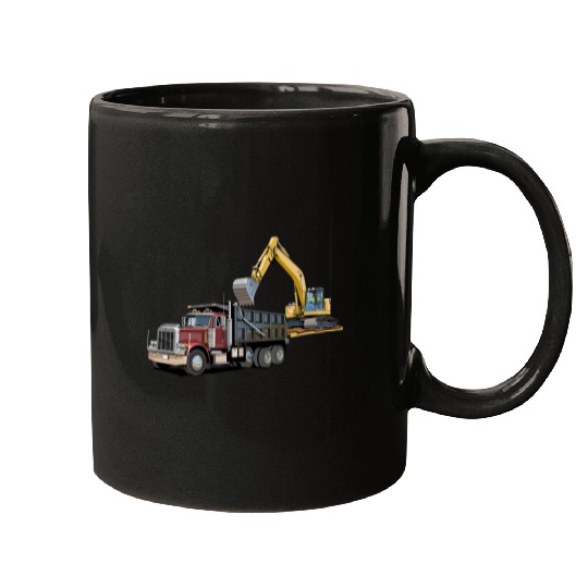 Dump Truck and Excavator Mugs