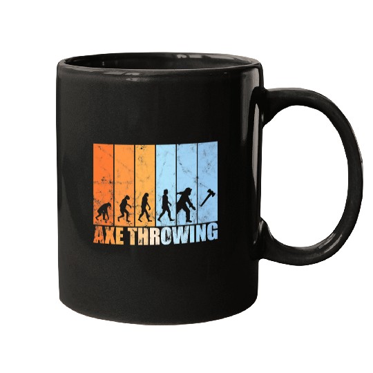 Axe throwing evolution hatchet throwing retro Pre Mugs
