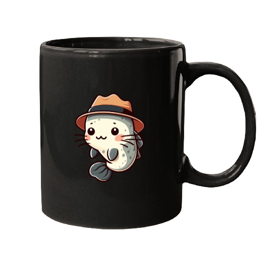 Cool Catfish in Hat Mugs
