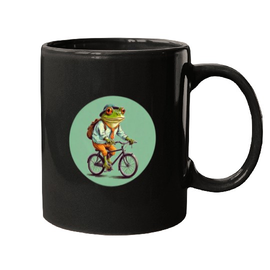 Frog Riding Bike Mugs