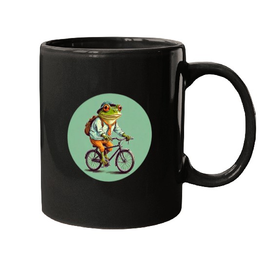 Frog Riding Bike Mugs