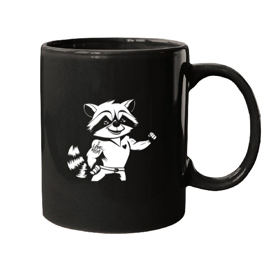 Racoon Biceps Tattoo I Love Mom Mugs