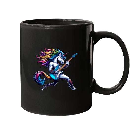 Unicorn Rock and Roll Bass & Guitar Mugs