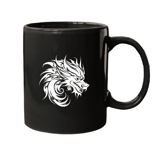 Roaring Chinese Dragon In Tattoo Style Mugs