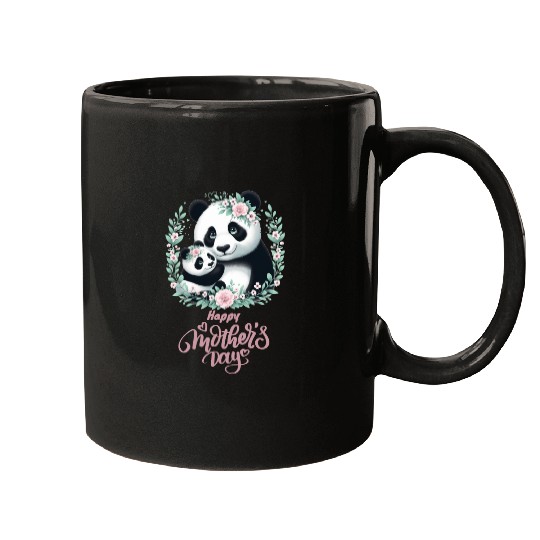 Happy Mother's Day Floral Wreath Mum Panda Mugs