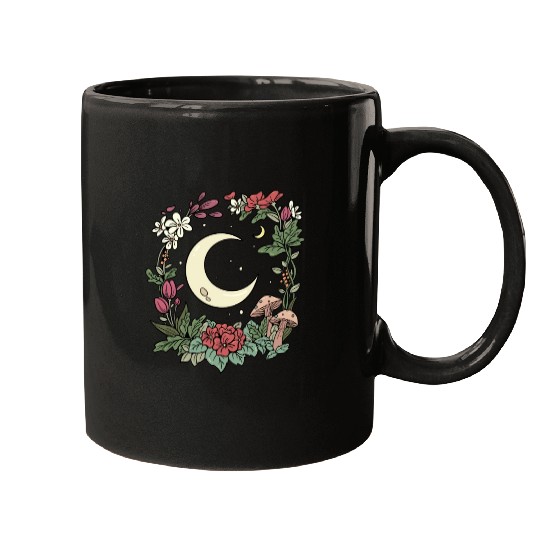 Mushroom Moon Cottagecore Naturecore Mugs