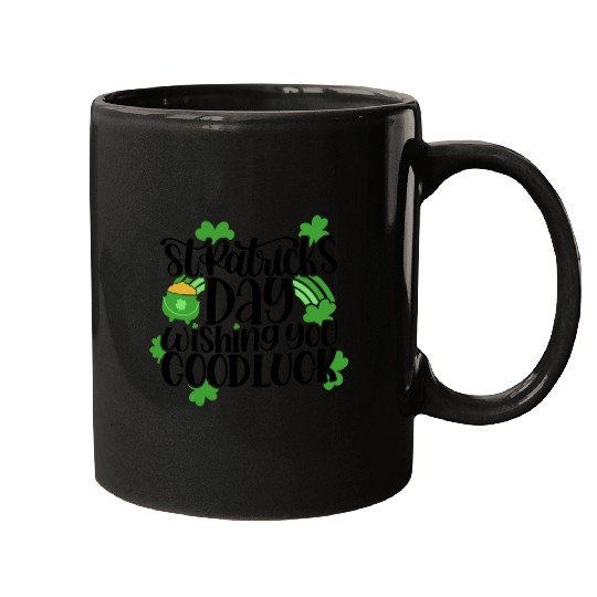 St. Patrick's Day Good Luck Mugs, Clover and Po