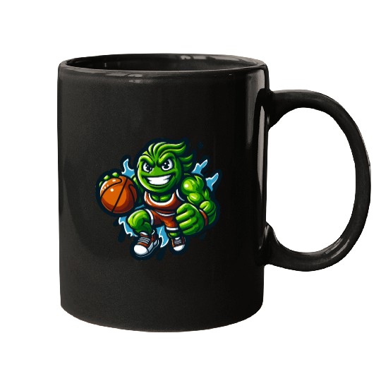 Green Basketball Mascot Mugs