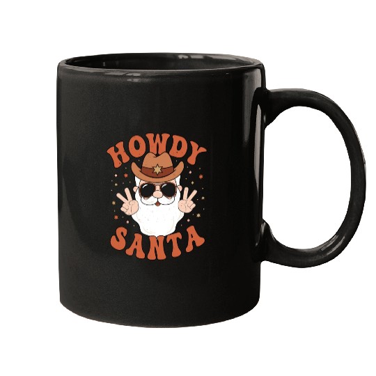 Howdy Santa Peace Christmas Western Cowboy Claus Mugs