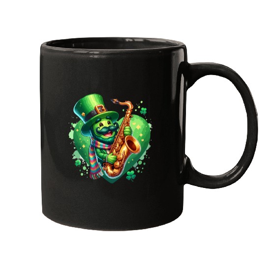 saint patricks day heart jazz music Mugs