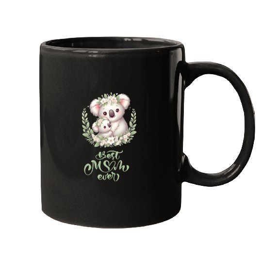 Best Mom Ever Koala Embrace Floral Wreath Mugs