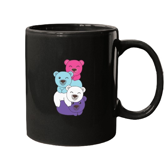 Multisexual Flag Pride Lgbtq Cute Bears Pile Mugs