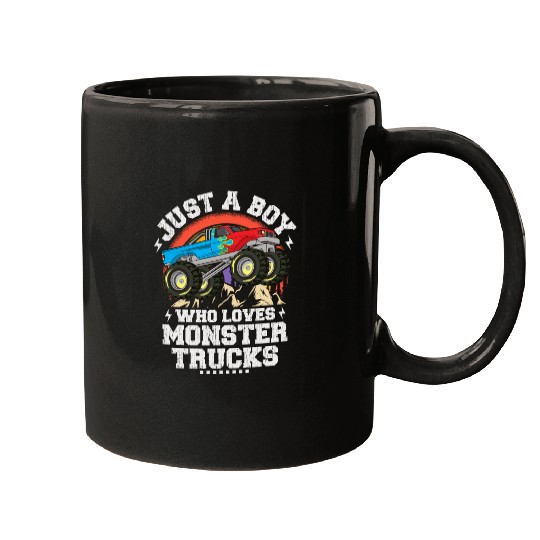 Just A Boy Who Loves Monster Trucks Toddler Kids Mugs
