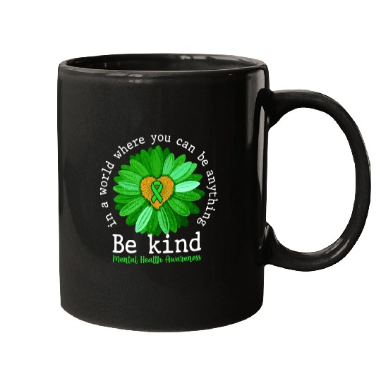 Be Kind Green Ribbon Sunflower Mental Health Mugs