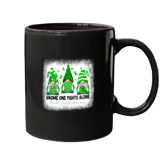 Gnome Mental Health Awareness Green Ribbon Mugs