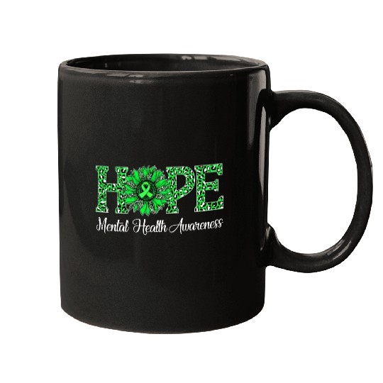 Sunflower Hope Mental Health Awareness Green Mugs