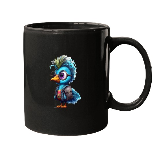 Cute Peacock Cartoon Mugs