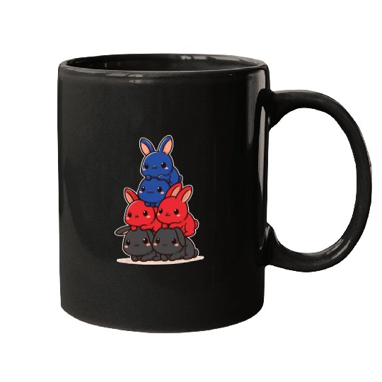 Bunnies Polyam Flag Pride Month Cute Bunnies Mugs