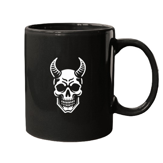 Ivory Ascendance: White Horned Skull Mugs
