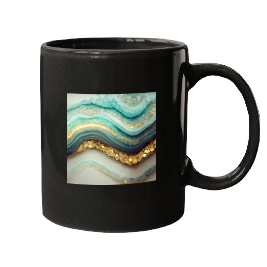 Teal Agate Geode Stone Mugs