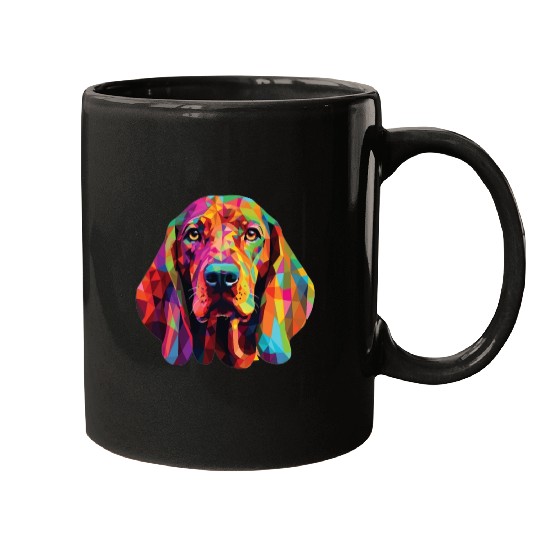 Watercolor Colorful Redbone Coonhound Mugs