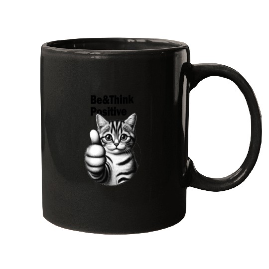 Be&Think Positive Tabby Cat Mugs