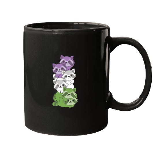 Genderqueer Flag Pride Lgbtq Cute Raccoon Mugs