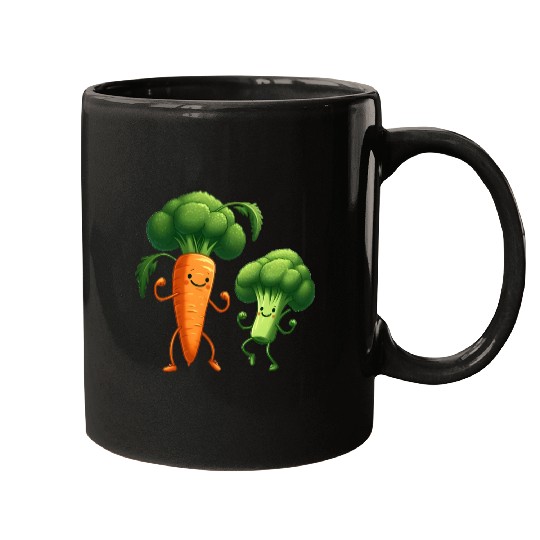 Carrot Dancing with Broccoli Mugs