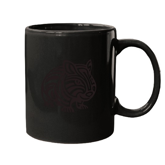 Wombat Tribal Style Vector Design Single Color Mugs