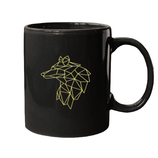 Wolf face tattoo geometric modern Colorful Mugs