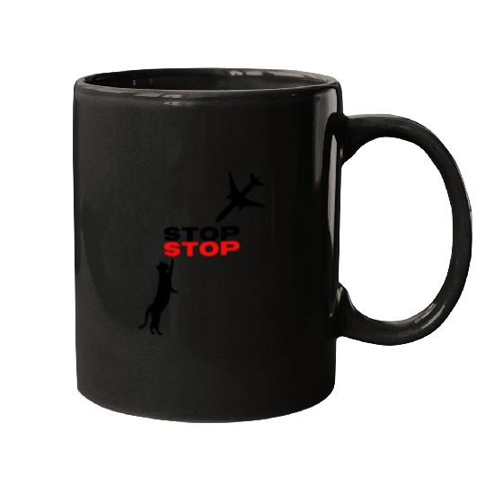 Funny Hilarious Cat Kitty Stop Airplane In Mid Air Mugs