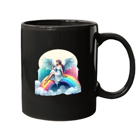 Angel on rainbow Mugs