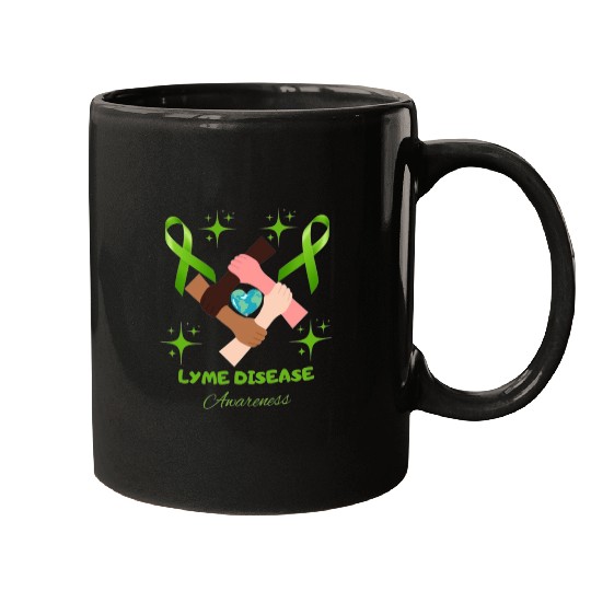 Lime Green Ribbon Lyme Disease Awareness Mugs