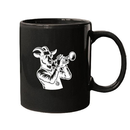 Goat Trumpeter Silhouette Mugs