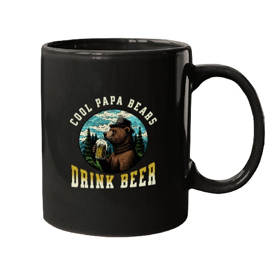 Cool Papa Bears Drink Beer Mugs