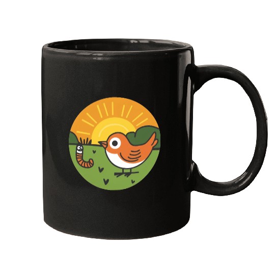 Bird and worm Mugs