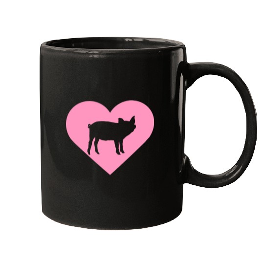 I Love Pigs pig heart piggy piglet silhouette Mugs