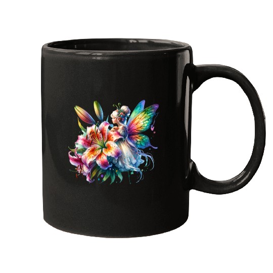 Tiger Lily Fairy Floral Fantasy Watercolor Mugs