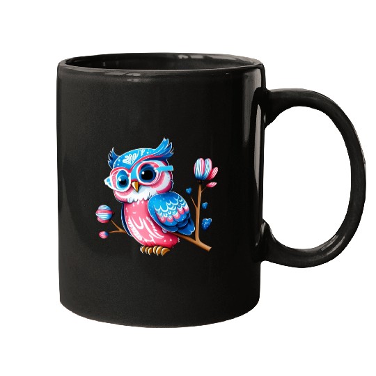 Red White and Blue Owl Mugs