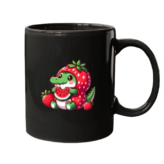 Crocodile in watermelon costume Mugs