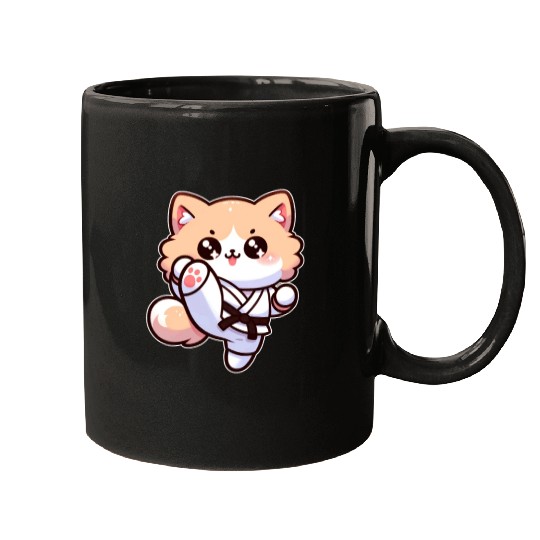 Karate Taekwondo Funny Cat Jiu Jitsu Women Girls Mugs