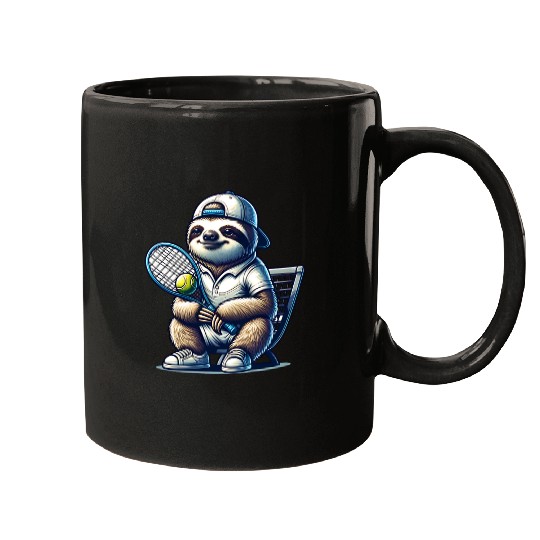 Sloth Tennis Player Cool Court Design Mugs