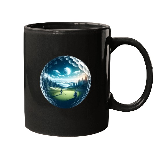 Twilight A Golf Dream Scape Surreal Golfing Course Mugs