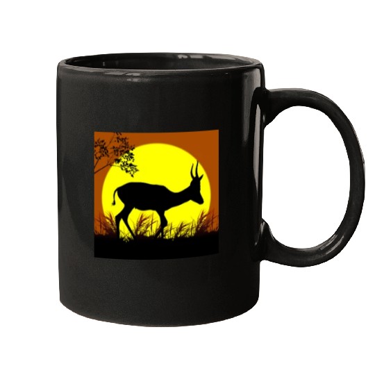 deer sunset Mugs