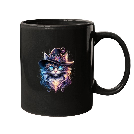 Cat Fantasy "Enchanted Wizard Cat" Mugs
