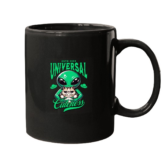 Intergalactic Cat and extraterrestrial Alien Mugs
